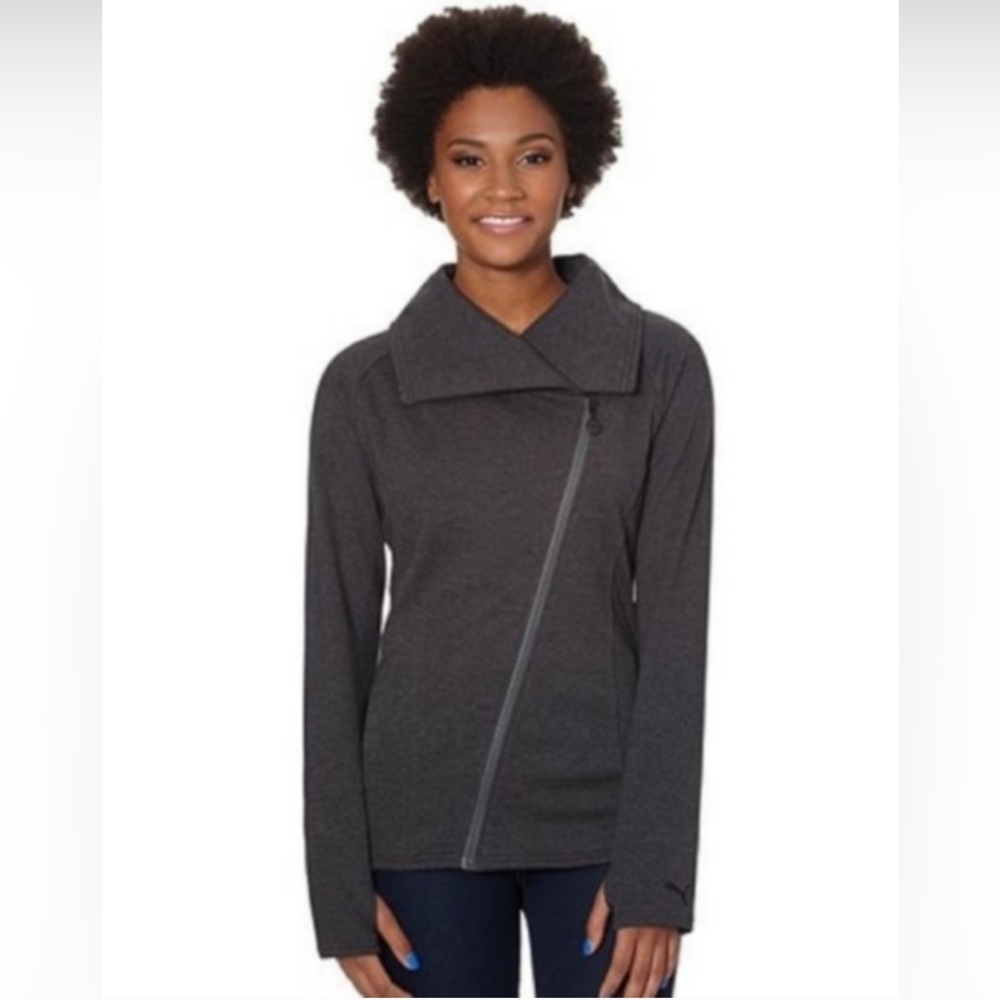 NWT Women’s Puma Lifestyle Sweat Jacket 833088-Dark Gray Heather-XS